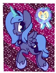 Size: 1313x1700 | Tagged: #1, artist:hedgehog-plant, derpibooru import, magic, number one, princess luna, ribbon, safe, solo, telekinesis