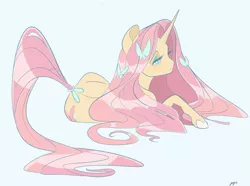 Size: 2048x1522 | Tagged: safe, artist:clockworkquartet, derpibooru import, fluttershy, pony, unicorn, leak, spoiler:g5, female, fluttershy (g5), g5, lidded eyes, mare, side, simple background, solo, unicorn fluttershy