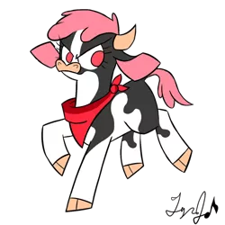 Size: 1200x1200 | Tagged: arizona cow, artist:doodlegamertj, bandana, cloven hooves, community related, cow, derpibooru import, female, palette swap, recolor, safe, simple background, solo, them's fightin' herds, transparent background