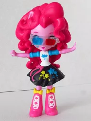 Size: 960x1280 | Tagged: safe, artist:whatthehell!?, derpibooru import, pinkie pie, equestria girls, 3d glasses, boots, clothes, doll, dress, equestria girls minis, glasses, irl, jacket, photo, shoes, skirt, toy