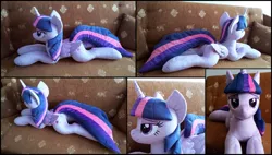 Size: 2312x1312 | Tagged: safe, artist:rosamariposacrafts, derpibooru import, twilight sparkle, twilight sparkle (alicorn), alicorn, pony, cute, irl, life size, photo, plushie, prone, solo, sploot