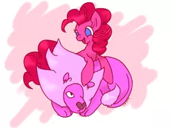 Size: 1280x960 | Tagged: big cat, derpibooru import, duo, lion, lion (steven universe), pinkie pie, safe