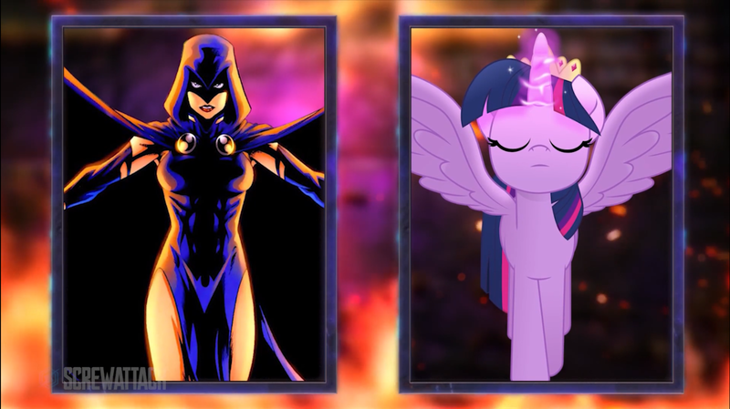 Size: 1768x992 | Tagged: alicorn, death battle, death battle!: raven vs twilight sparkle, derpibooru import, exploitable meme, meme, movie accurate, raven (teen titans), safe, twilight sparkle, twilight sparkle (alicorn)