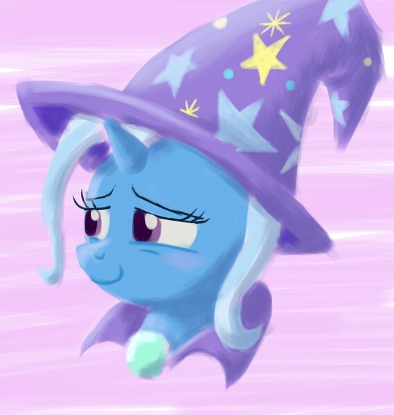 Size: 1942x2048 | Tagged: safe, artist:tuta_suke, derpibooru import, trixie, pony, unicorn, bust, cape, clothes, female, hat, simple background, solo, trixie's cape, trixie's hat