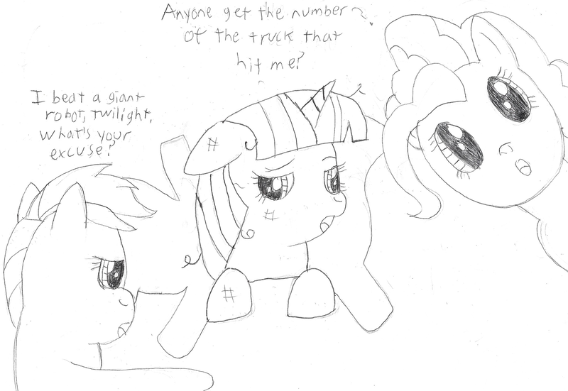 Size: 2266x1562 | Tagged: artist:2shyshy, death battle, death battle!: raven vs twilight sparkle, derp, derpibooru import, derplight sparkle, exploitable meme, meme, pinkie pie, rainbow dash, safe, traditional art, twilight sparkle