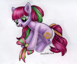Size: 950x786 | Tagged: safe, artist:andpie, derpibooru import, bangles (g1), earth pony, pony, bow, female, g1, mare, solo, traditional art