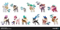 Size: 1280x654 | Tagged: antlers, artist:lindsay towns, artist:mane6, background character, community related, deer, derpibooru import, fluffy, official art, pomfy, reindeer, safe, simple background, them's fightin' herds, white background, winter sprite