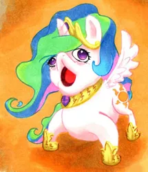 Size: 611x709 | Tagged: safe, artist:aerolp, derpibooru import, princess celestia, alicorn, pony, :o, blush sticker, blushing, chibi, crossover, derp, do you know da wae?, faic, female, hoof shoes, jewelry, mare, meme, nightmare fuel, no pupils, not salmon, open mouth, orange background, peytral, simple background, solo, sonic the hedgehog (series), spread wings, tiara, ugandan knuckles, wat, wing fluff, wings, wtf