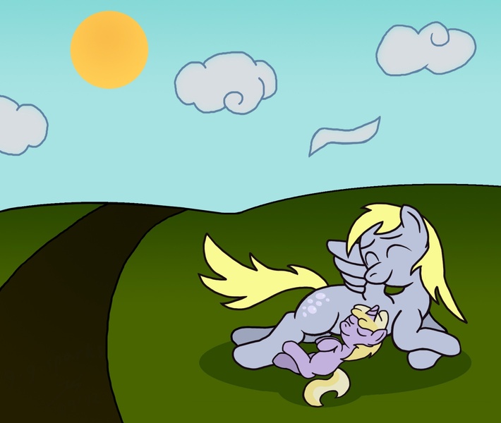 Size: 1524x1287 | Tagged: safe, artist:gogglesparks, derpibooru import, derpy hooves, dinky hooves, pegasus, pony, equestria's best mother, female, mare