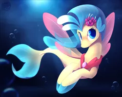 Size: 900x720 | Tagged: artist:skyheavens, cute, derpibooru import, female, looking at you, my little pony: the movie, princess skystar, safe, seapony (g4), skyabetes, solo, underwater, water
