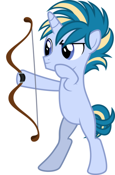 Size: 3000x4576 | Tagged: safe, artist:sollace, derpibooru import, skeedaddle, pony, unicorn, marks and recreation, .svg available, bipedal, bow (weapon), colt, male, simple background, smiling, solo, transparent background, vector