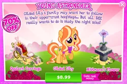 Size: 1084x720 | Tagged: advertisement, costs real money, derpibooru import, gameloft, gilded lily, greedloft, idw, idw showified, mistmane's flower, official, safe, screencap, solo
