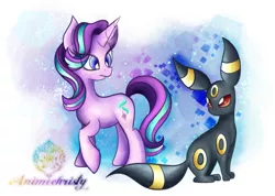 Size: 1024x731 | Tagged: safe, artist:animechristy, derpibooru import, starlight glimmer, pony, umbreon, unicorn, crossover, female, mare, pokémon