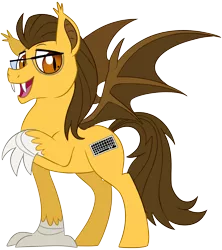 Size: 2400x2700 | Tagged: safe, artist:rush (furaffinity), derpibooru import, oc, oc:keystroke, bat pony, hybrid, bat pony oc, bat wings, fangs, glasses, looking at you, open mouth, simple background, smiling, transparent background, wings