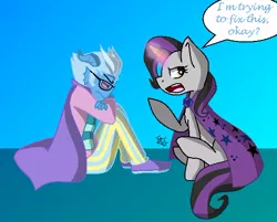 Size: 542x435 | Tagged: safe, artist:meowzers612, derpibooru import, trixie, pony, unicorn, crossover, duo, eridan ampora, homestuck, palette swap, recolor, troll (homestuck)