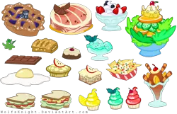 Size: 3176x2048 | Tagged: apple fritter (food), artist:wolfsknight, blueberry pie (food), cake, cherry, chips, chocolate, chocolate bar, cupcake, derpibooru import, food, fried egg, ice cream, nachos, no pony, parsley, pie, putting your hoof down, resource, safe, salad, sandwich, simple background, strawberry, sundae, transparent background, vector