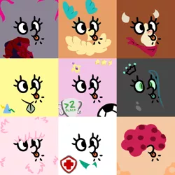 Size: 600x600 | Tagged: safe, artist:jargon scott, derpibooru import, arizona cow, fhtng th§ ¿nsp§kbl, oleander (tfh), princess cadance, queen chrysalis, velvet reindeer, oc, oc:chainik, oc:fluffle puff, cow, them's fightin' herds, 4chan cup, :p, community related, face, football, hi anon, meme, nonet, sports, tongue out