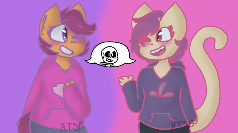 Size: 1280x720 | Tagged: anthro, artist:haydenthesansfangirl, comic:ponytale, derpibooru import, non-mlp oc, oc, oc:ponytale scootaloo, safe, sans (undertale), scootaloo, scootasans, undertale