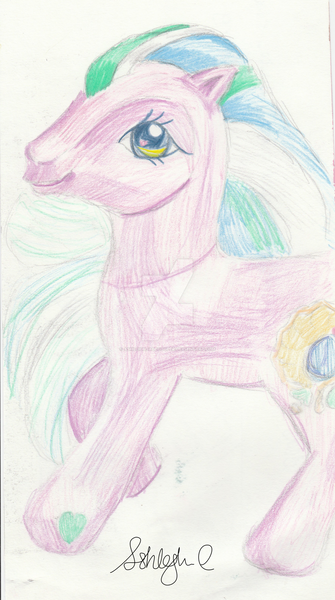 Size: 1024x1833 | Tagged: safe, artist:ashleighjadecooper, derpibooru import, sapphire shores (g3), pony, g3, solo, traditional art