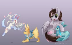 Size: 1024x652 | Tagged: artist:thenornonthego, derpibooru import, glaceon, jolteon, oc, pokémon, safe, sylveon