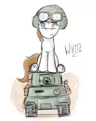 Size: 506x636 | Tagged: artist:magicalhoney, derpibooru import, goggles, helmet, male, oc, oc:white, safe, sherman tank, sketchy, solo, tank (vehicle)