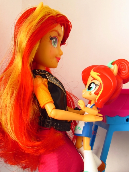Size: 810x1080 | Tagged: safe, artist:whatthehell!?, derpibooru import, sunset shimmer, equestria girls, clothes, doll, don't talk to me or my son ever again, equestria girls minis, eqventures of the minis, irl, jacket, photo, shoes, skirt, sunset sushi, toy, truck