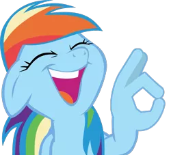 Size: 971x880 | Tagged: 👌, 😂, crying laughing emoji, cursed image, derpibooru import, edit, editor:shadowthecat35, emoji, friendship is magic, laughing, meme, ok hand emoji, rainbow dash, safe, simple background, solo, suddenly hands, transparent background