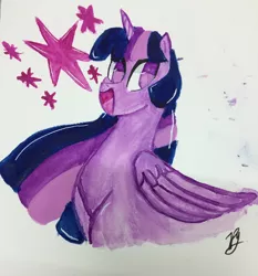 Size: 2446x2628 | Tagged: safe, artist:draw1709, derpibooru import, twilight sparkle, twilight sparkle (alicorn), alicorn, pony, high res, solo, traditional art, watercolor painting