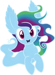 Size: 1047x1412 | Tagged: safe, artist:badumsquish, derpibooru import, rainbow dash, windigo, miss pie's monsters, aurora dash, ear fluff, ethereal mane, female, happy, impossibly large ears, looking at you, simple background, smiling, solo, species swap, transparent background