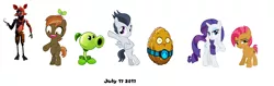 Size: 1540x487 | Tagged: safe, artist:drybonesfan198, derpibooru import, babs seed, button mash, rarity, rumble, earth pony, pegasus, pony, unicorn, crossover, five nights at freddy's, foxy, obligatory pony, peashooter, plants vs zombies, plants vs zombies 2: it's about time, plants vs zombies heroes, wall-nut