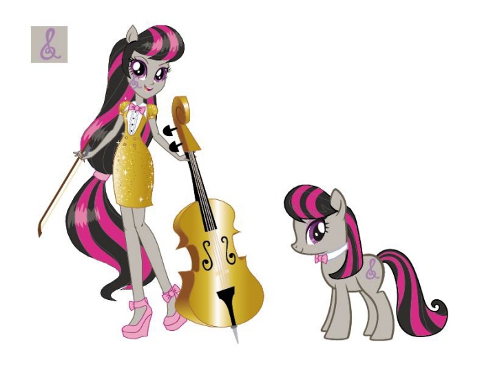 Size: 700x541 | Tagged: safe, artist:naokomullally, derpibooru import, official, octavia melody, equestria girls, rainbow rocks, bow (instrument), cello, cello bow, clothes, concept art, cutie mark, dress, image, jpeg, multicolored hair, musical instrument, simple background, solo, white background