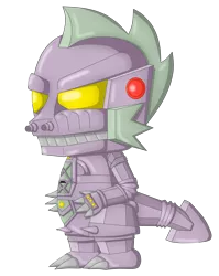 Size: 3232x4068 | Tagged: antagonist, artist:sergeant16bit, crossover, derpibooru import, doppleganger, godzilla (series), male, mechagodzilla, mecha spike, metal, robot, robotic doppleganger, safe, simple background, solo, spike, transparent background