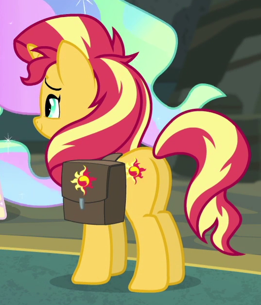 Size: 537x628 | Tagged: safe, derpibooru import, screencap, sunset shimmer, equestria girls, equestria girls series, forgotten friendship, butt, cropped, plot, princess celestia's hair, solo focus