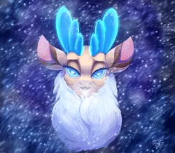 Size: 900x786 | Tagged: safe, artist:tsitra360, derpibooru import, velvet reindeer, deer, reindeer, them's fightin' herds, bust, community related, female, lidded eyes, looking at you, open mouth, snow, solo