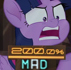 Size: 820x803 | Tagged: safe, derpibooru import, edit, edited screencap, editor:watermelon changeling, screencap, twilight sparkle, twilight sparkle (alicorn), alicorn, pony, my little pony: the movie, 200% mad, angry, caption, expand dong, exploitable meme, furious, image macro, meme, open mouth, solo, surprised, text