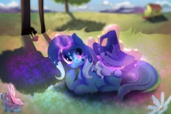 Size: 6000x4000 | Tagged: safe, artist:averageocporn, derpibooru import, diamond tiara, trixie, earth pony, pony, unicorn, clothes, duo, female, filly, hat, looking at you, magic, mare, sleeping, trixie's hat