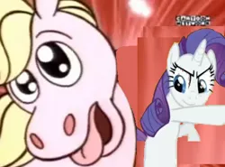 Size: 465x344 | Tagged: a canterlot wedding, crossover, derpibooru import, dexter, dexter's laboratory, edit, edited screencap, pony puff princess, rarity, safe, screencap