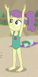 Size: 201x407 | Tagged: safe, derpibooru import, screencap, lily pad (equestria girls), equestria girls, equestria girls series, friendship math, barefoot, clothes, cropped, feet, one-piece swimsuit, swimsuit, young