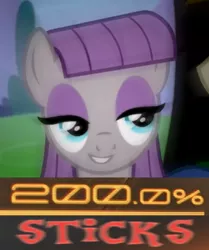 Size: 676x810 | Tagged: safe, derpibooru import, edit, edited screencap, screencap, maud pie, earth pony, pony, the maud couple, 200% mad, caption, expand dong, exploitable meme, image macro, meme, smiling, solo, text, when she smiles