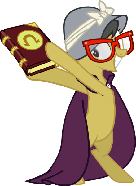 Size: 3209x4384 | Tagged: safe, artist:ironm17, derpibooru import, a.k. yearling, daring do, pony, daring don't, bipedal, book, cape, clothes, glasses, grin, hat, simple background, smiling, solo, transparent background, vector