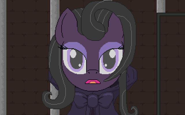Size: 640x400 | Tagged: artist:herooftime1000, clothes, derpibooru import, hoodie, jail cell, oc, oc:bittersweet nocturne, octavia in the underworld's cello, pixel art, safe, undead, unofficial characters only