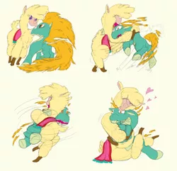 Size: 4176x4032 | Tagged: absurd resolution, alpaca, artist:firefanatic, chest fluff, comic, community related, cuddling, cute, derpibooru import, fluffy, hape, heart, hug, menace, paprika paca, safe, them's fightin' herds, tianhuo