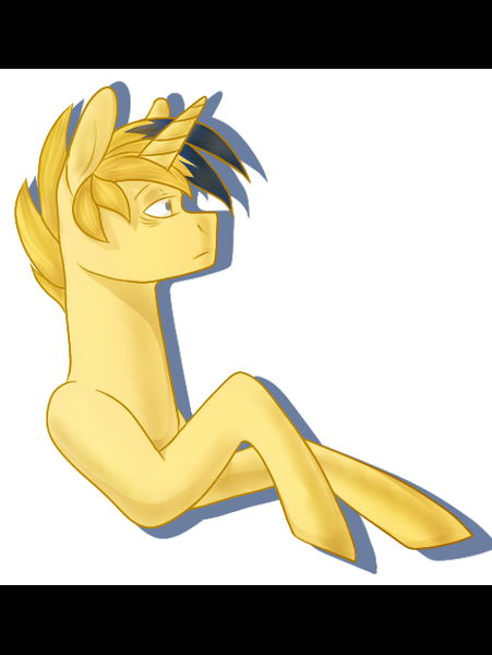 Size: 479x637 | Tagged: alicorn, alicorn oc, blank stare, blonde, derpibooru import, horn, i can't believe it's not butter, male, oc, oc:radiantarpeggio, safe, solo, stallion, tired, tired of your shit, wings, yellow