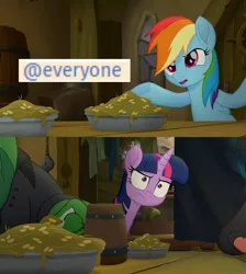 Size: 961x1072 | Tagged: alicorn, derpibooru import, discord (program), edit, edited screencap, @everyone, exploitable meme, meme, my little pony: the movie, rainbow dash, relatable, safe, screencap, twilight sparkle, twilight sparkle (alicorn)