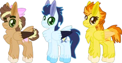 Size: 2174x1122 | Tagged: safe, artist:casanova-mew, derpibooru import, soarin', spitfire, oc, oc:dusty winds, pegasus, pony, female, male, mare, offspring, parent:soarin', parent:spitfire, parents:soarinfire, shipping, simple background, soarinfire, straight, transparent background, two toned wings, wings