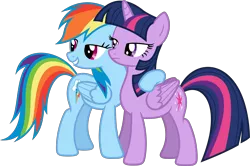 Size: 8000x5318 | Tagged: safe, artist:xpesifeindx, derpibooru import, rainbow dash, twilight sparkle, twilight sparkle (alicorn), alicorn, pony, daring don't, .svg available, absurd resolution, duo, female, mare, simple background, transparent background, vector