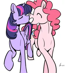 Size: 1100x1200 | Tagged: safe, artist:rwl, derpibooru import, pinkie pie, twilight sparkle, twilight sparkle (alicorn), alicorn, eyes closed, female, kissing, lesbian, shipping, twinkie