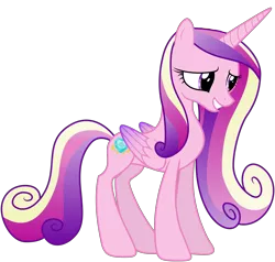 Size: 6336x6044 | Tagged: absurd resolution, accessory-less edit, alicorn, artist:stillfire, barehoof, derpibooru import, edit, editor:slayerbvc, female, grin, mare, missing accessory, princess cadance, safe, simple background, smiling, solo, three's a crowd, transparent background, vector, vector edit