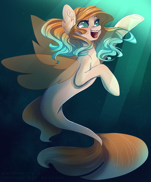 Size: 3000x3600 | Tagged: artist:skylacuna, derpibooru import, female, high res, oc, oc:tsumy, safe, seapony (g4), solo, underwater