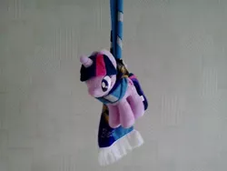 Size: 2048x1536 | Tagged: safe, derpibooru import, twilight sparkle, pony, unicorn, 4chan cup scarf, 4de, cute, female, grimcute, hanging, hanging (by neck), irl, mare, photo, plushie, shitposting, solo, twiabetes